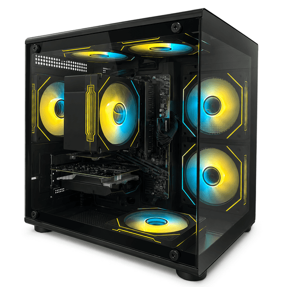 Suevery PC Desktop Computer, AMD Ryzen 7, Radeon RX 560 4G, DDR4 RAM 16G, 512GB SSD, WiFi 6, RGB Lighting, Black