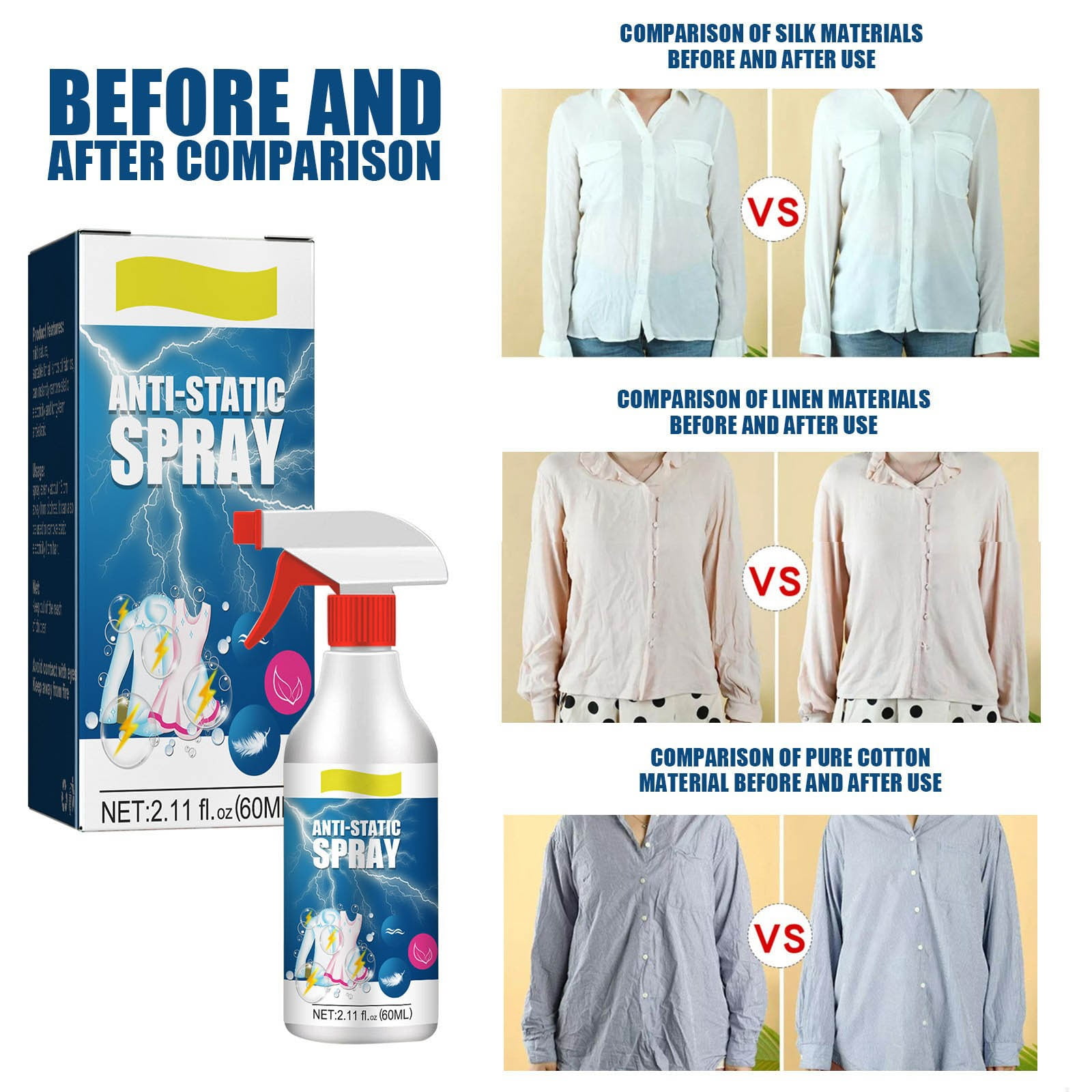 Sueyeuwdi Static Guard Spray Spray Bottles Antistatic Spray Household