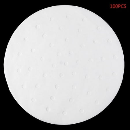 Sufanic 100Pcs Round Air Fryer Perforated Liners, Non-Stick Steamer Mat Paper Air Fryer Liners Uses for Baking Cookies(White,5 inch)