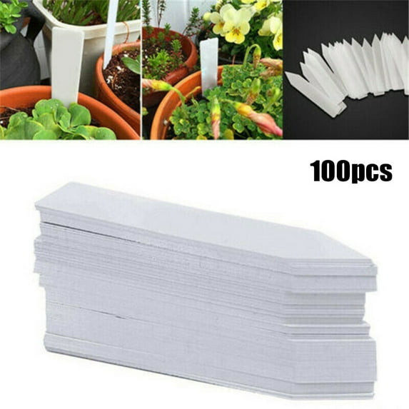 Sufanic 2 Inch Plastic Plant Labels, 100Pcs Nursery Garden Stake Tags Waterproof Potted Marker for Vegetables Seedlings Herb Sign, White