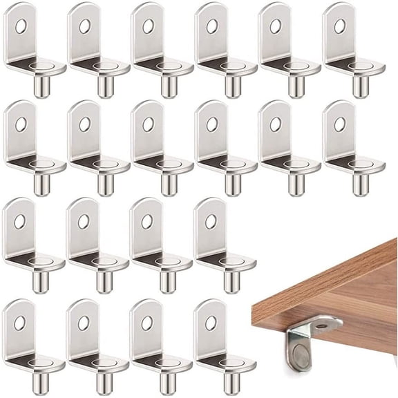 Sufanic 20Pcs Shelf Brackets Support Studs Pegs 5mm Metal Pin Shelves Seperator