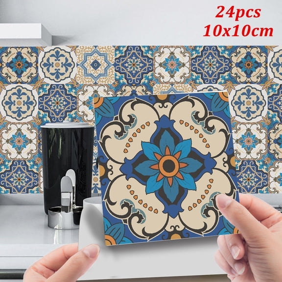 Sufanic 24Pcs Peel Stick Tiles Transfer Sticker Kitchen Self-Adhesive Wall Tile Paint,4x4inch
