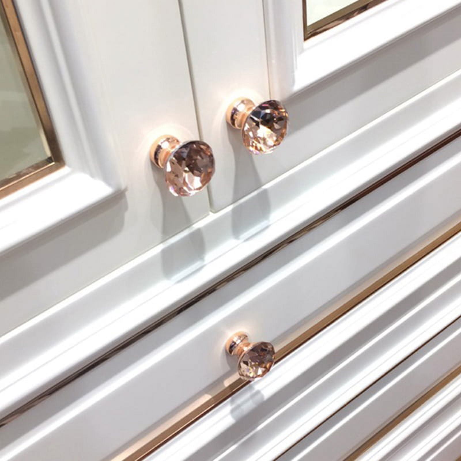 Sufanic 2Pcs Rose Gold Rhinestone Door Knob Cabinet Drawer Cupboard Wardrobe  Pull Handle - Walmart.com