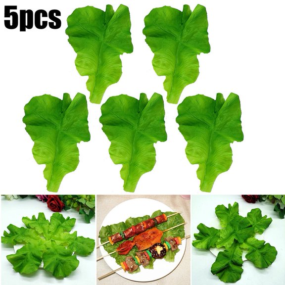 Sufanic 5Pcs Artificial Lettuce Leaves Simulation Fake Lifelike Vegetable Kitchen Party Decor