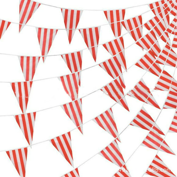 Sufanic 98Ft Carnival Circus Party Decorations Supplies, Circus Carnival Bunting Banner, Red and White Pennant Banner Triangle Bunting Flag for Carnival Birthday Party