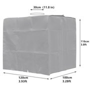 Sufanic IBC Tote Cover for 1000L Outdoor 275 Gallon Rain Barrel 210D Waterproof Water Tank Protective Cover,Gray,48x40x46.4inch