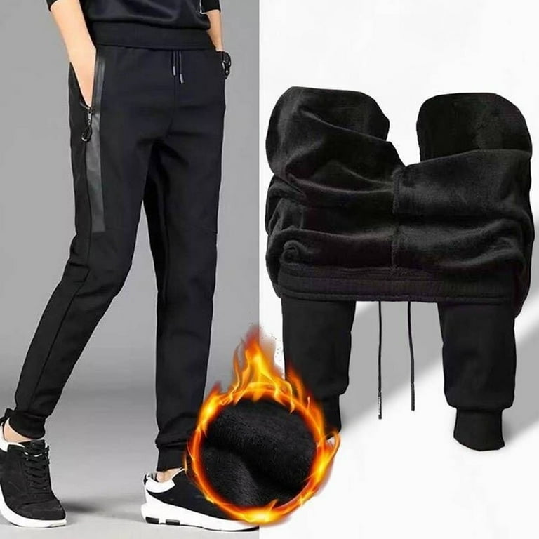 Sufanic Mens Winter Warm Pants Thermal Trouser Mid Waist Fur Lined