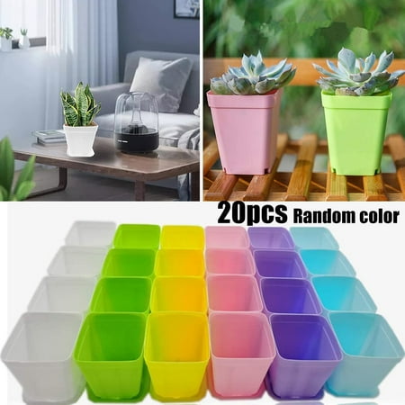 Sufanic Plant Flower Pot,20Pcs Mini Basin Square Flower Pot Succulent Plant Trays Home Office Decor DIY