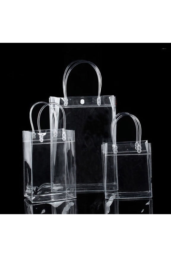 Portable Clear Transparent Tote Bag Plastic Shoulder Handbag Gift Bag,5.2x7.6x3.2inch