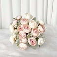thumbnail image 1 of Sufanic Vintage Artificial Flower ,1 Bouquet 16 Heads Artificial Bud Peony Berry Silk Rose Flowers Bride Flower,Light Pink, 1 of 4