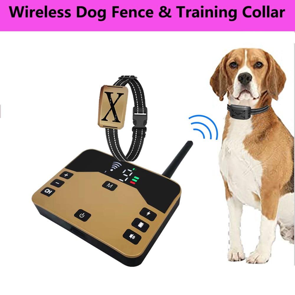 Sufanic Pet Wireless Fence for Dogs, Portable Wire-Free Electric Fence  Upgraded 2 in 1 Training Collar System with Color Screen Display,Black 