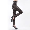 thumbnail image 1 of Sufanic Women High Waist Shiny Wet Shiny Print Slim Pants Faux Leather Stretch Leggings, 1 of 9