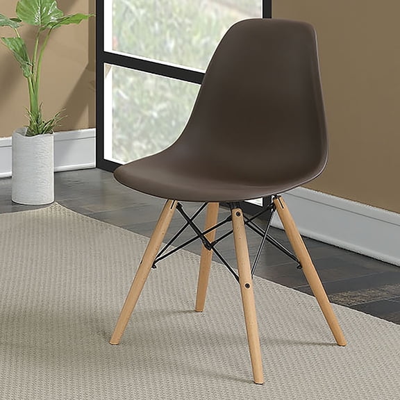 Suff Plastic Dining Side Chairs, Set of 2, Brown