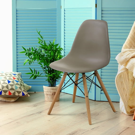 Suff Plastic Dining Side Chairs, Set of 2, Light Brown