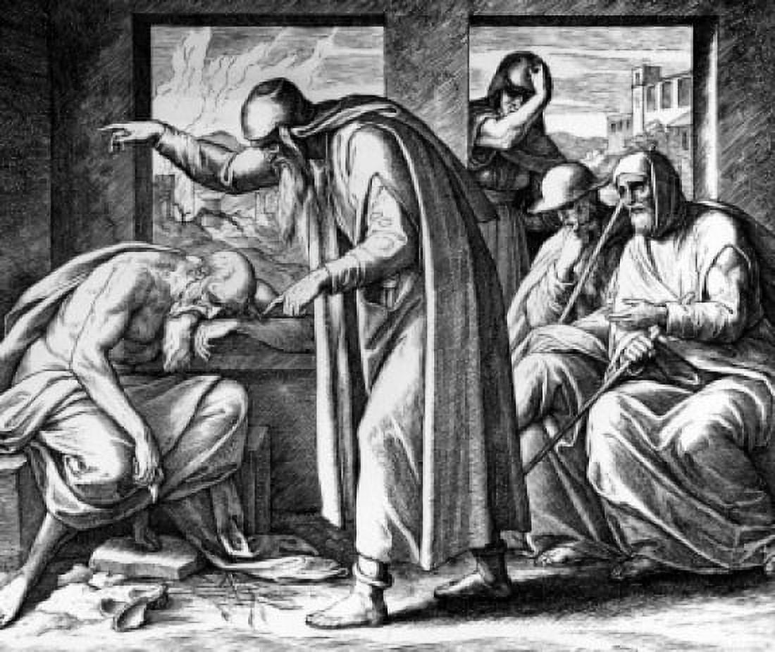 Suffering Job and His Friends by Julius Schnorr von Carolsfeld engraving 1794-1872 Canvas Art - Julius Schnorr von Carolsfeld (24 x 36)
