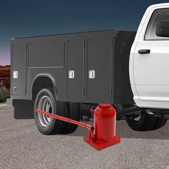 Sufficient Lifting Height Red Alloy Steel Hydraulic Stubby Low Profile Welded Bottle Jack for Agriculture