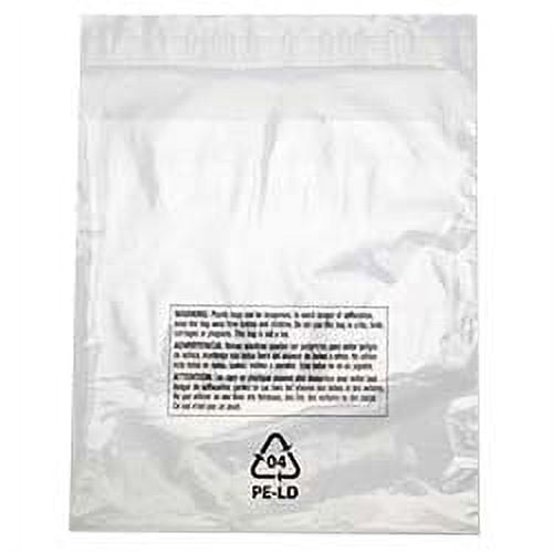 Suffocation Warning Pre-Printed Poly Bags, 8" X 10", Lip & Tape Resealable, 1.5 Mil - Case of 1000 Bags