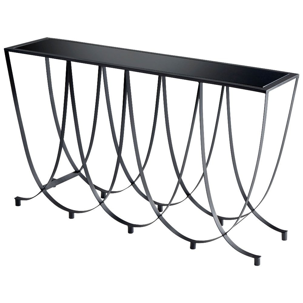Suffolk 55'' Black Iron and Glass Console Table