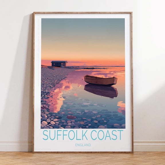 Suffolk Coast England Maritime Landscape Wall Art, Stretched Canvas Size 8x12