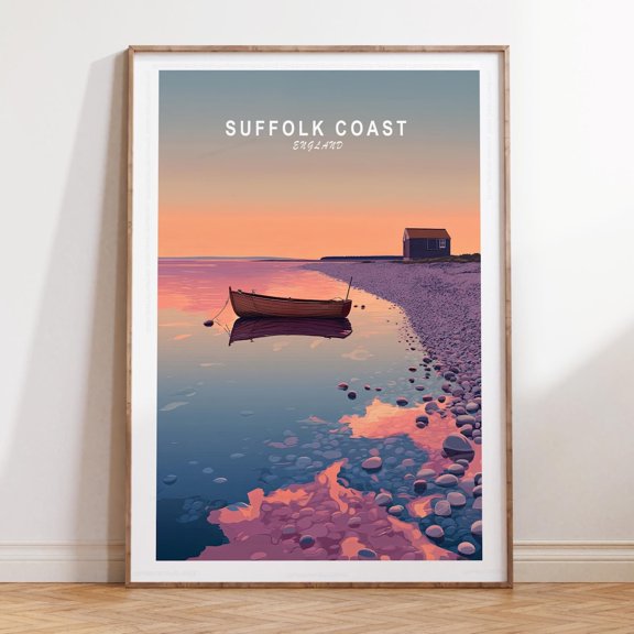 Suffolk Coast England Minimalist Seaside Nature Print, Unframed Paper Print Size 8x12