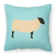 thumbnail image 1 of Suffolk Sheep Blue Check Fabric Decorative Pillow, 1 of 4