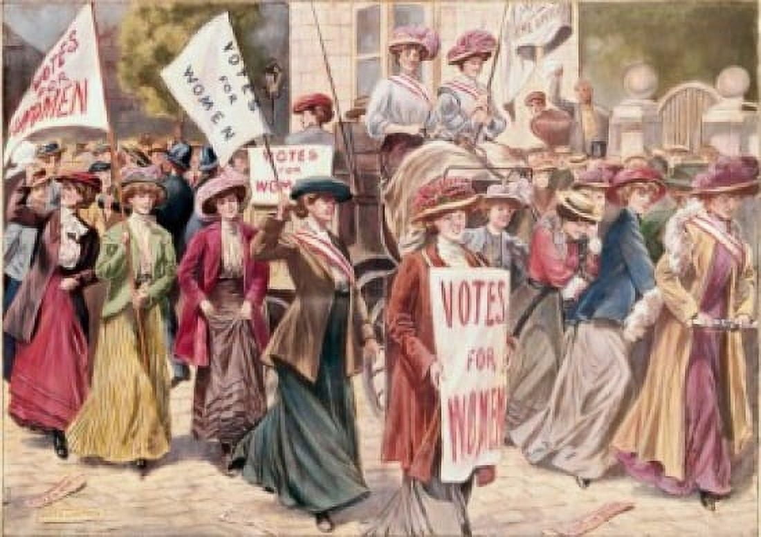 Suffragette Demonstration in London 1908 Artist Unknown Canvas Art - (18 x 24)