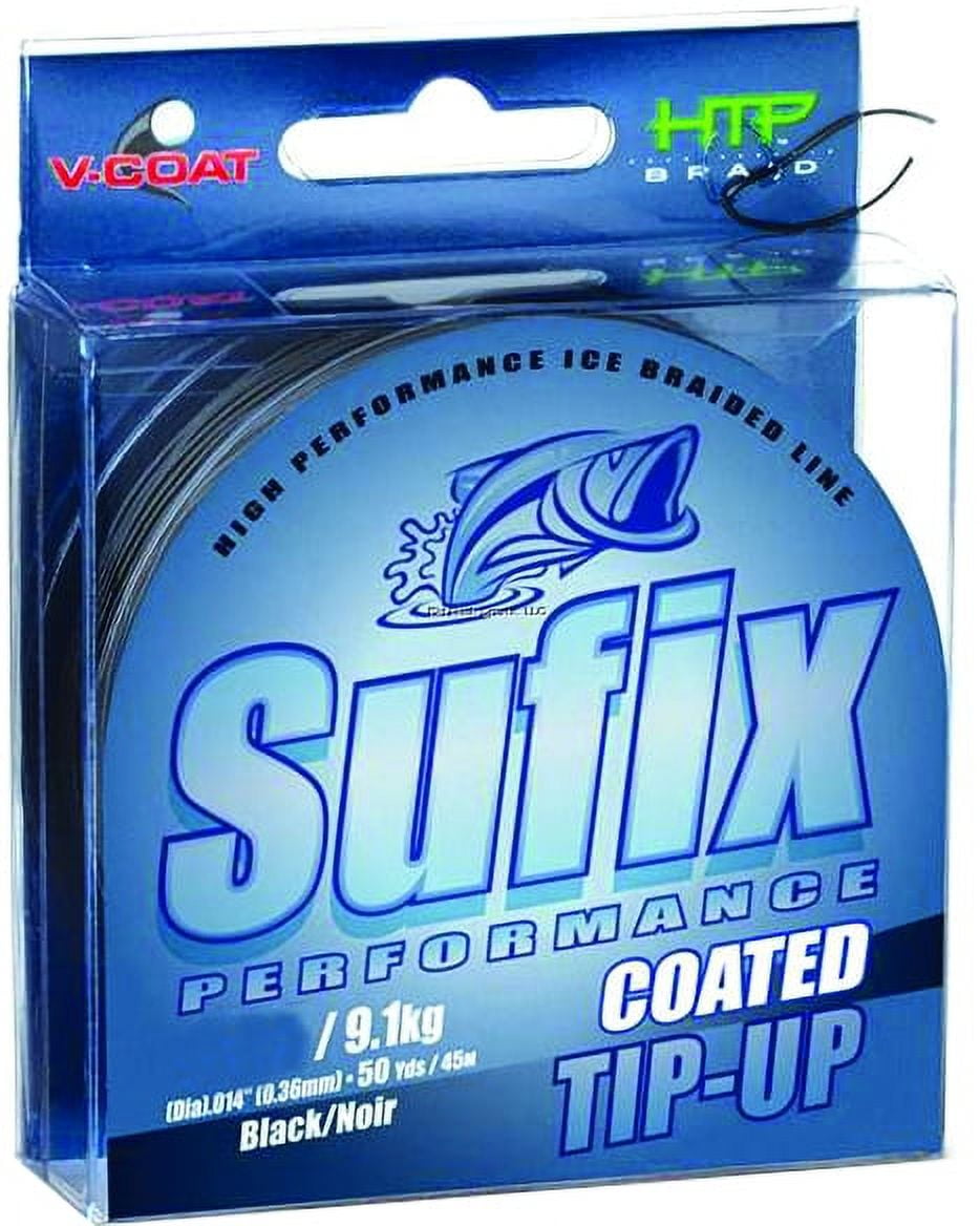 Sufix 609115BLK Performance VCoat Tip Up Ice Braided Line, 15lb, 50yd