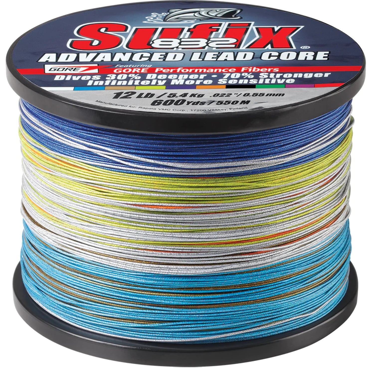 Sufix 832 Advanced Lead Core 12lb 10Color Metered 600 yds [658