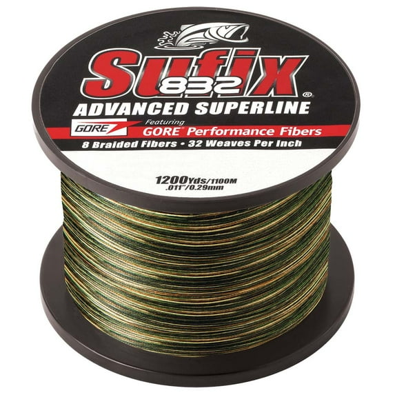 Sufix 832 Advanced Superline Braid Fishing Line, 1200 Yd Spool, 40 lb Camo