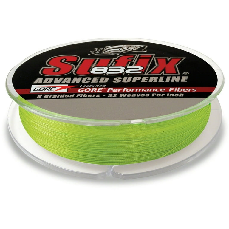 Sufix 832 Advanced Superline Braided Fishing Line 150 yd 20lb Neon Lime 