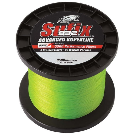Sufix 832 Advanced Superline Braid 10 lb Neon Lime Fishing Line - 3500 Yds