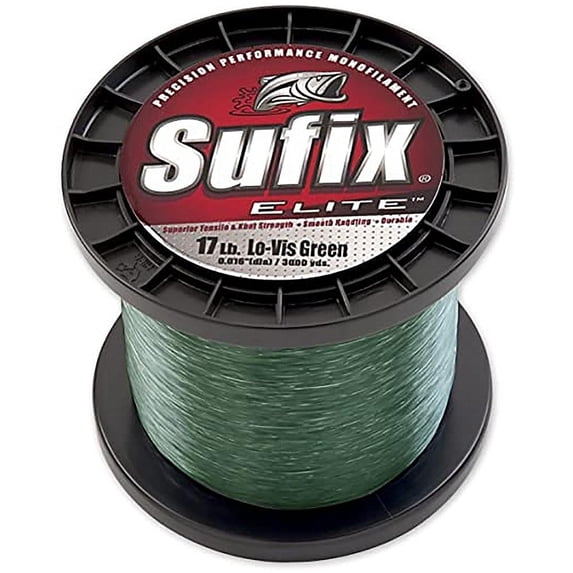 Sufix 661 Elite Monofilament Fishing Line, 3000 Yd Spool, 12 lb Low-Vis Green