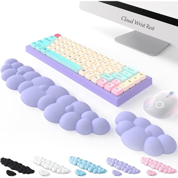 Sugagale 2-Pack Ergonomic Memory Foam Wrist Rest Pad for Keyboard & Mouse, Non-slip Support Cushion