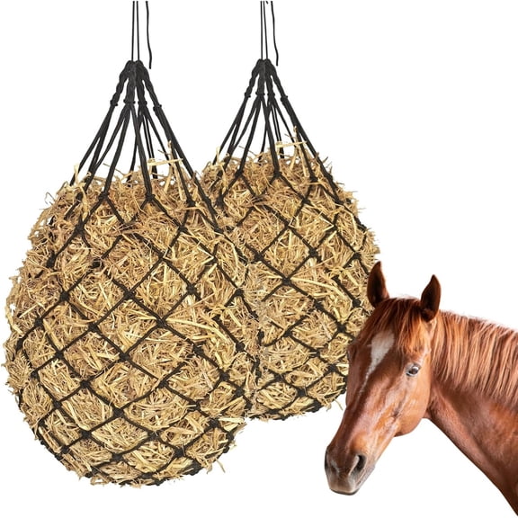 Sugagale 2PCS Hay Net for Horses, Slow Feed Hay Bag for Horses Goat Sheep - Hanging Feeder for Stable Stall Paddock Rest Toy