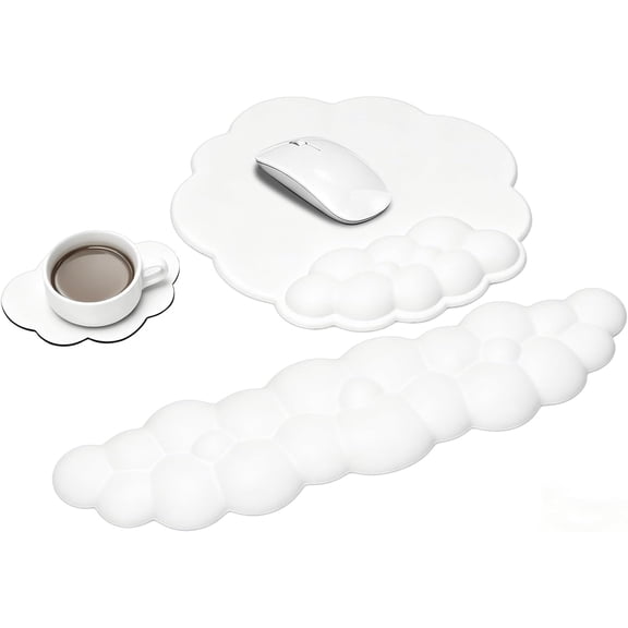 Sugagale 3Pcs Cloud Wrist Rest Keyboard Set Mouse Pad Wrist Support Set Ergonomic Memory Foam for Home Office Laptop Computer