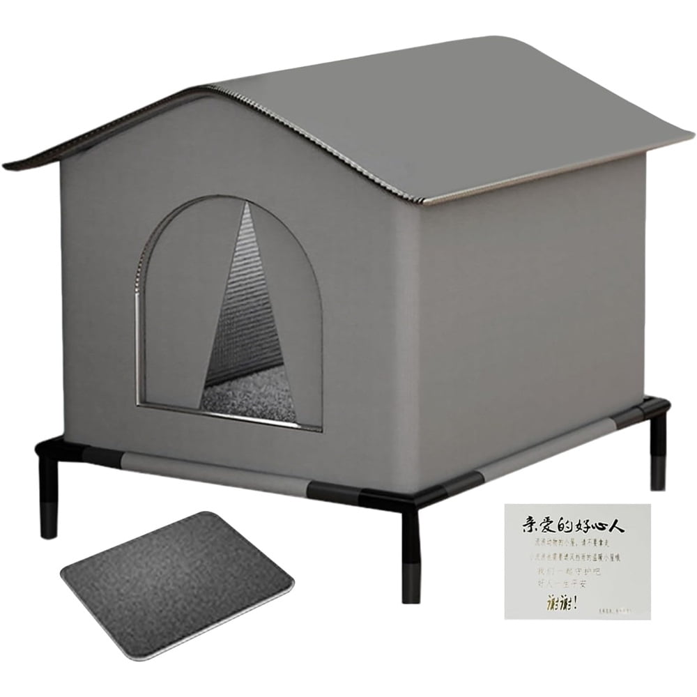 Sugagale Outdoor Cat House Waterproof, Cat Shelter for Outside Cats, Weatherproof Feral Cat House for Backyard Garage Porch, Insulated Foldable Cat House Outdoor