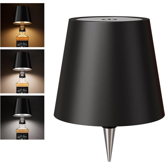 Sugagale Wireless Bottle Lamp, 3000K-6000K 3 Level Brightness Touch Lamp with Touch Dimming, Rechargeable Cordless Lamp for Bedroom, Restaurant, Nightstand Modern Wine Bottle Light