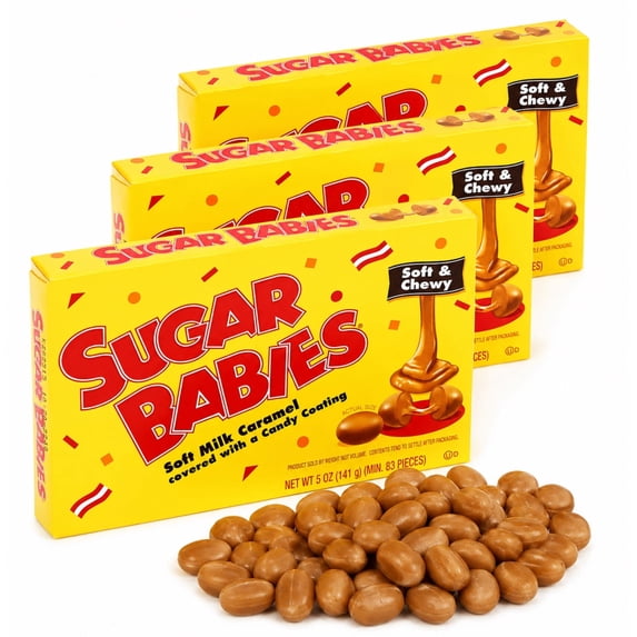 Sugar Babies Caramel Candy Theater Box Soft & Chewy 3 Pack 5 oz