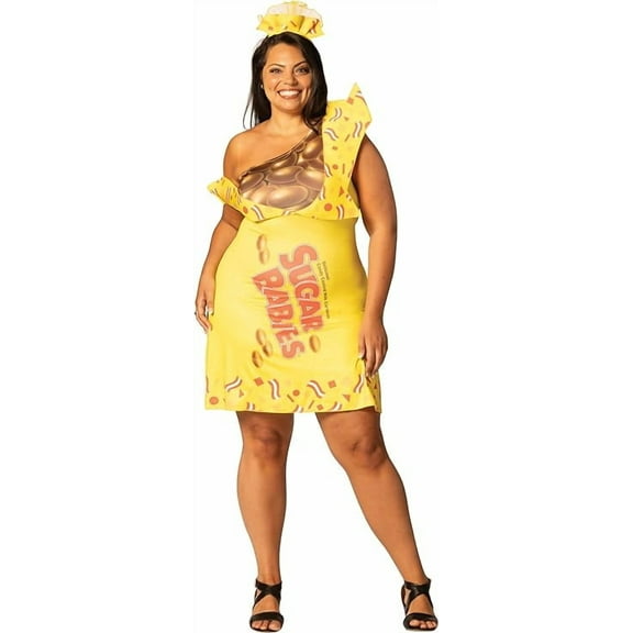 Sugar Babies Dress Halloween Costume, Yellow, Women's Size L-LXL (14-16), R1424-LXL