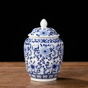 Sugar Bowl with Lid,Small Vintage Blue and White Porcelain Ceramic Sugar Container for Coffee Bar,Kitchen Counter Decor,Sugars Dispenser & Holder,Airtight Spice Jar,Kitchen Storage Dish