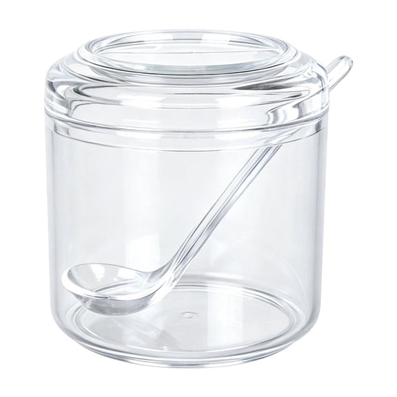 Sugar Bowl With Lid and Spoon, Airtight Container, Pepper Storage Jar, Clear Acrylic Sugar Jar Holder for Coffee Bar, Tea and Baking, Spice Holder for Home Kitchen, 1 Pc, 2.95x2.75"