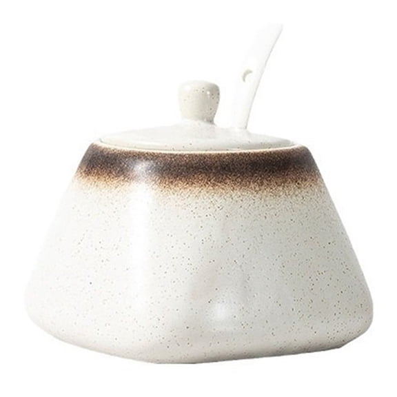 Sugar Bowl with Lid and Spoon, 430ml Ceramic Sugar Bowl, Japanese Salt Jar Container