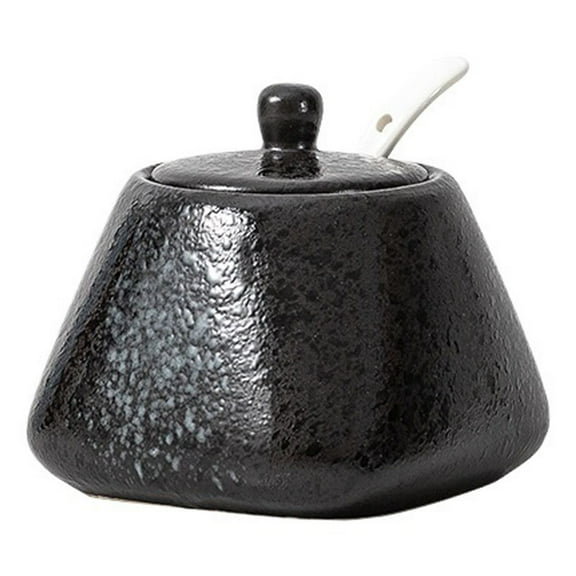 Sugar Bowl with Lid and Spoon, 430ml Ceramic Sugar Bowl, Japanese Salt Jar Container