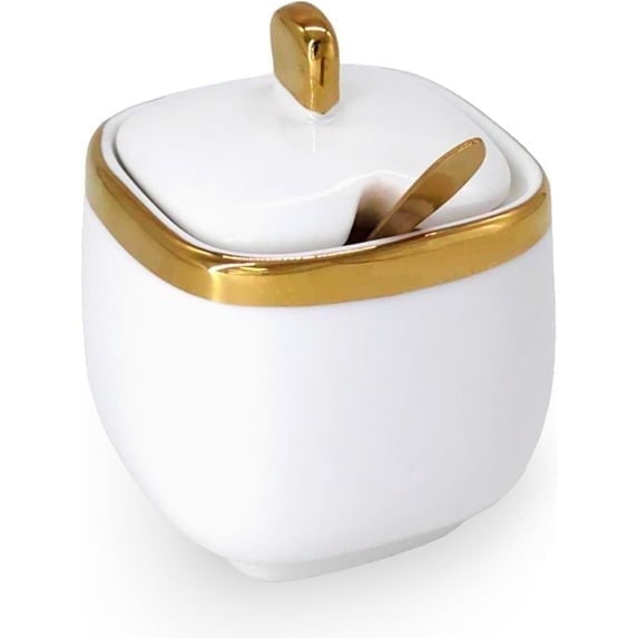 Sugar Bowl with Lid and Spoon Sugar Jar with Lid and Spoon for Small Sugar Countertop Ceramic Bowl with Lid Azucareras Elegantes Y Modernas