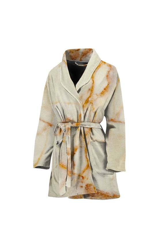 Sugar Brown Marble Women Bathrobe One Size Univeral Fits Fashion Lightweight Plush Fleece Long Robe For Women