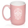 thumbnail image 1 of Sugar Candy Skull Ceramic Coffee Mug Tea Cup Gift for Her, Him, Brother, Sister, Wife, Husband, Friend, Family, Coworker, Boss, Birthday, Anniversary, Housewarming, Mom, Dad (15oz Light Pink), 1 of 1