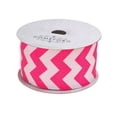 thumbnail image 1 of Sugar Chevron White Grosgrain Ribbon, 1-1/2-Inch, 3 Yards, Shocking Pink, 1 of 1