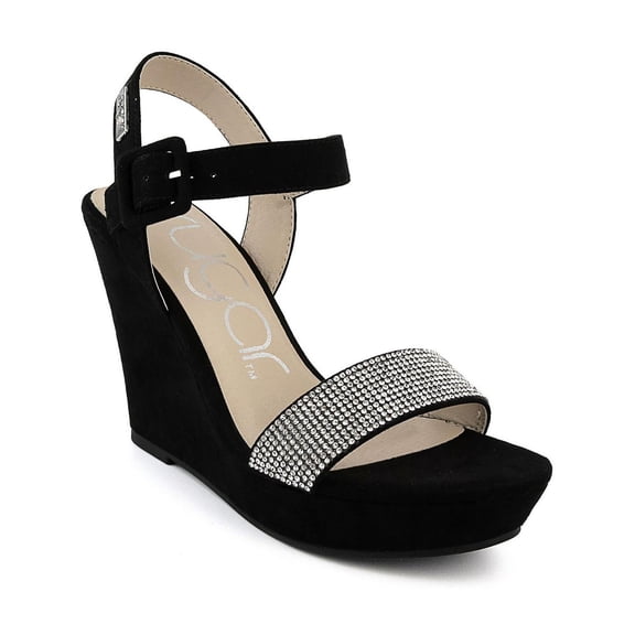 Sugar Womens Chili Rhinestone Faux Suede Wedge Sandals