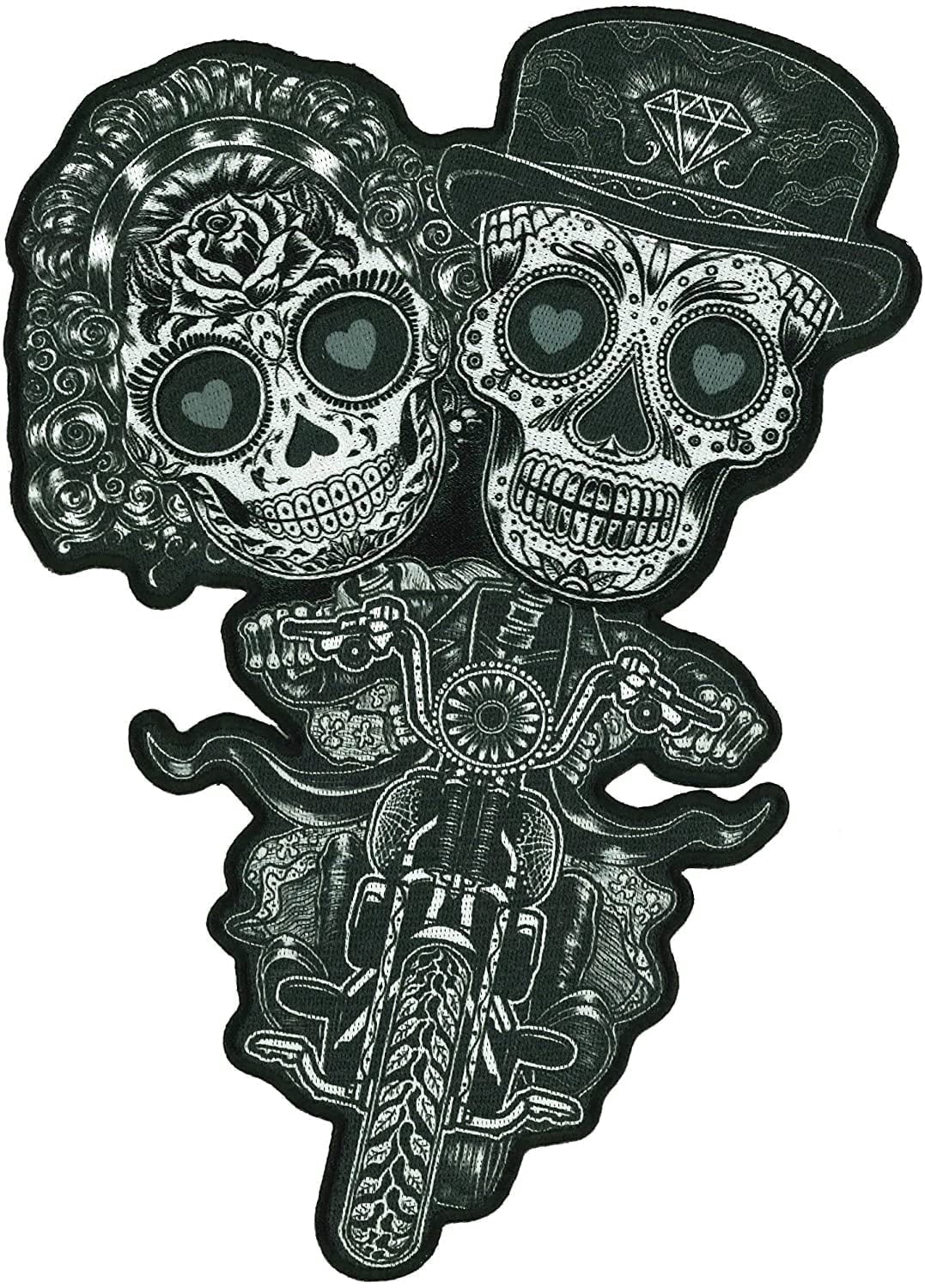 Sugar Couple Patch - High Thread Iron-on Heat Sealed Backing Sew-on Biker's Large Patch - 6.5"x9"