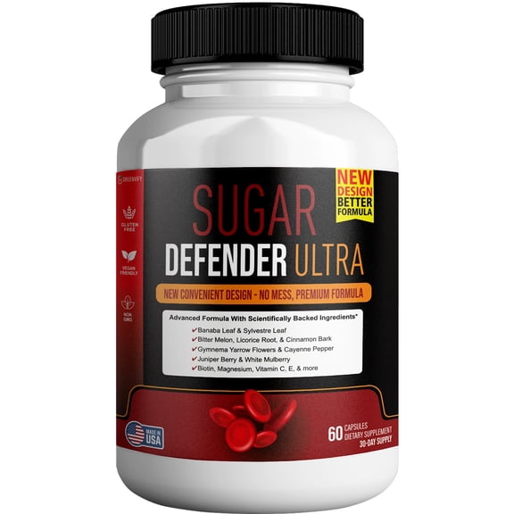GreenVify Sugar Defender Ultra Blood Sugar Support Supplement with Banaba, Cinnamon, Bitter Melon & Chromium, 20 Bottles x 60 Capsules (1200 Count)